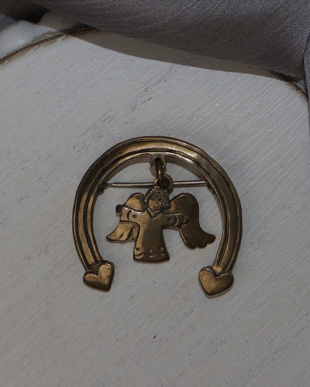 Vintage Jeep Collin’s Brass Angle Brooch 5.9G / 1.2in